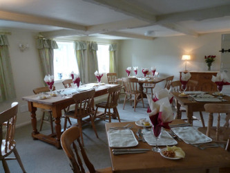 Dining room laid up at the Willows Tearoom Shillingstone